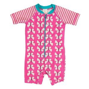 Hanna Andersson 80 Rashguard Swimsuit One Piece Sun Protection Butterfly 18-24 M